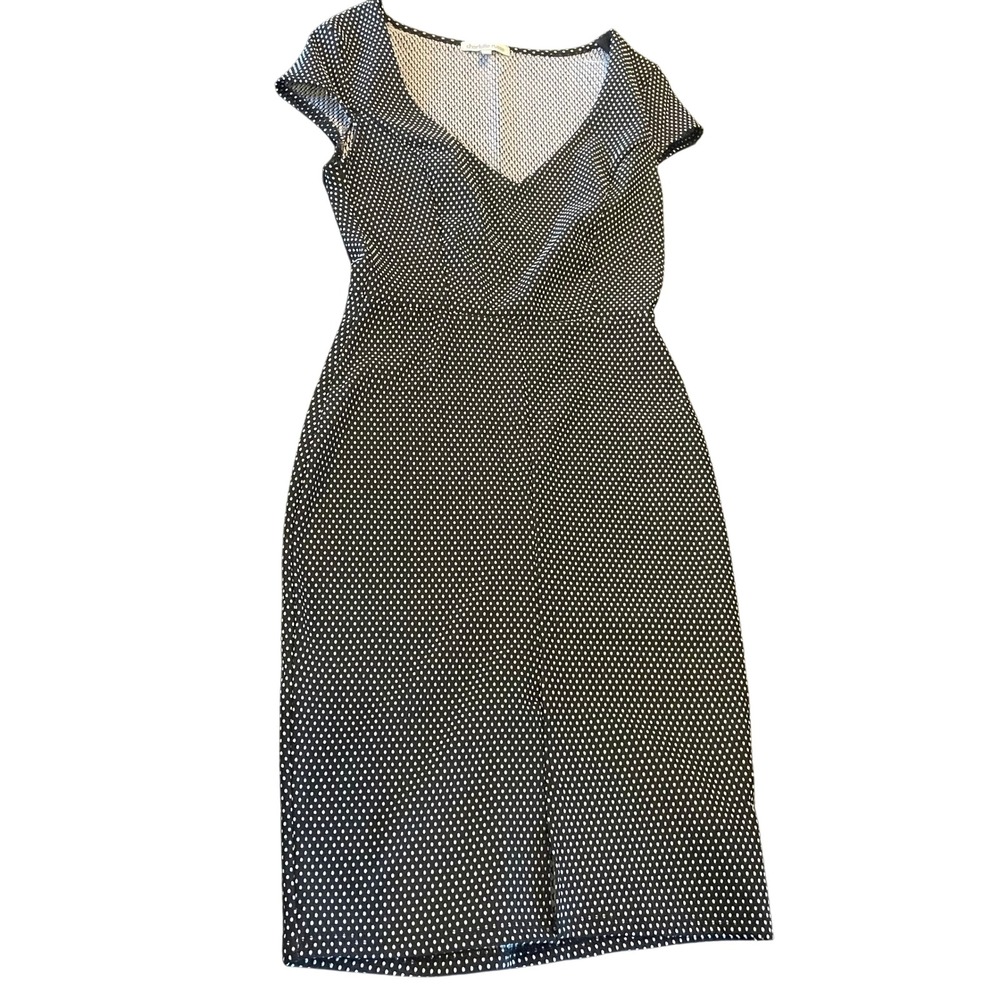 Charlotte Russe Polka Dot Sheath Dress Black White V-Neck Short Sleeve Size S